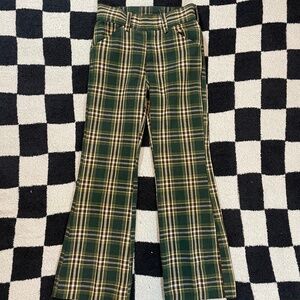 vintage 70's jcpenny high waist flared plaid pants kids size 10 waist 22 inches